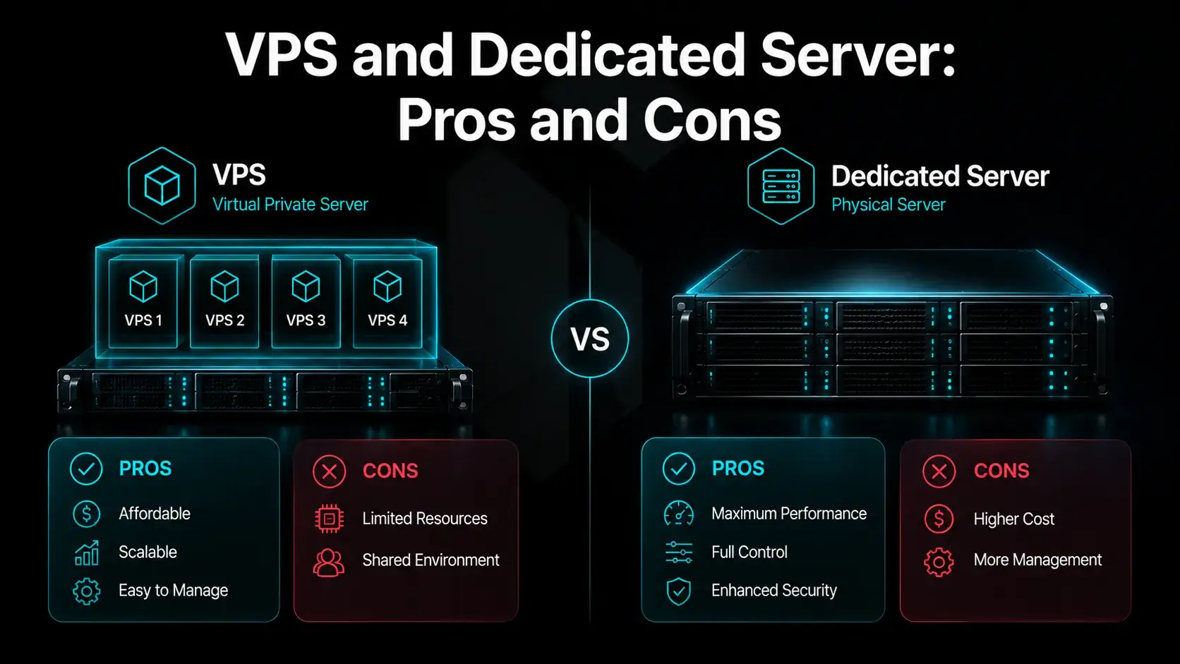 VPS and Dedicated Server: Pros and Cons