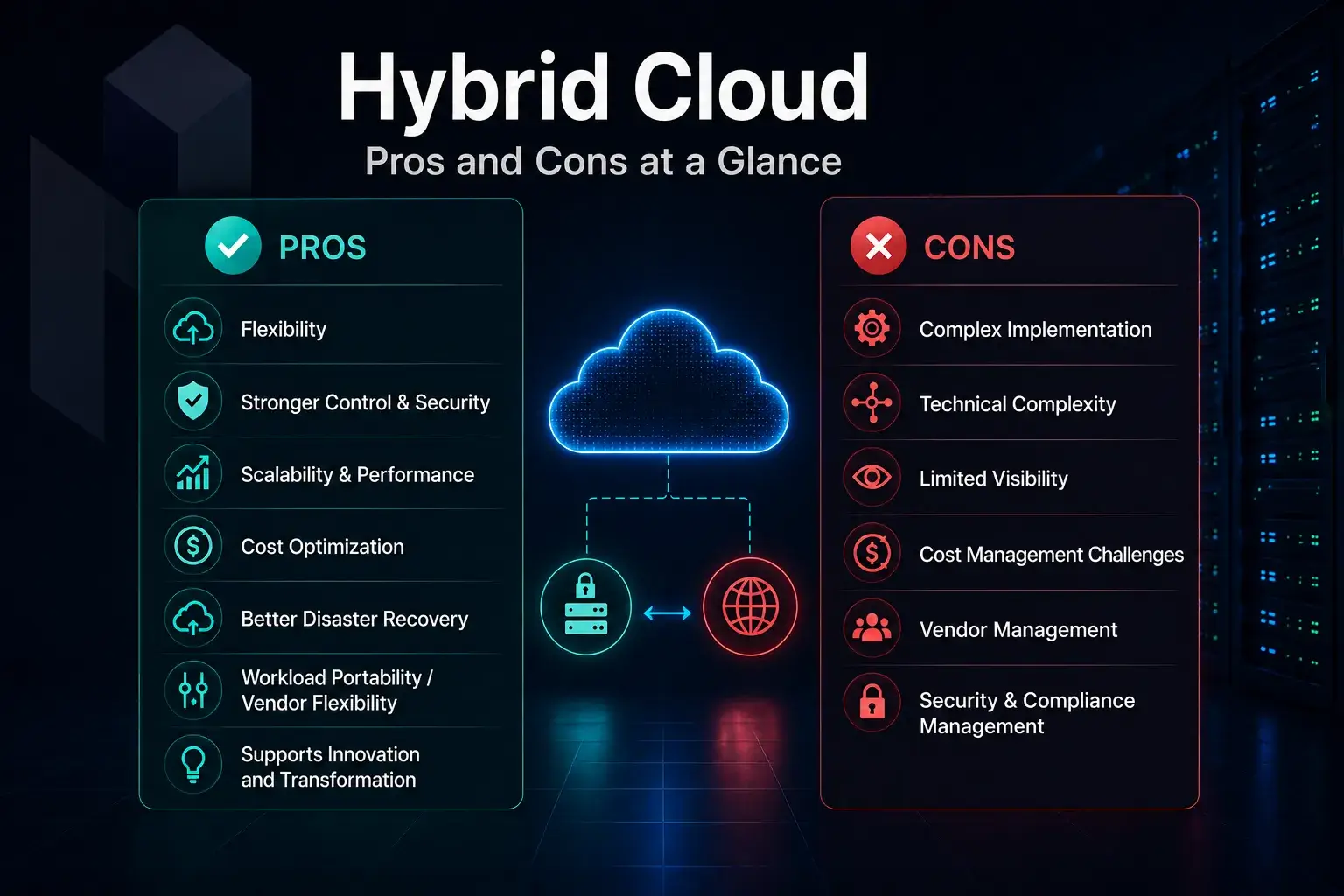 Hybrid Cloud Pros and Cons at a Glance