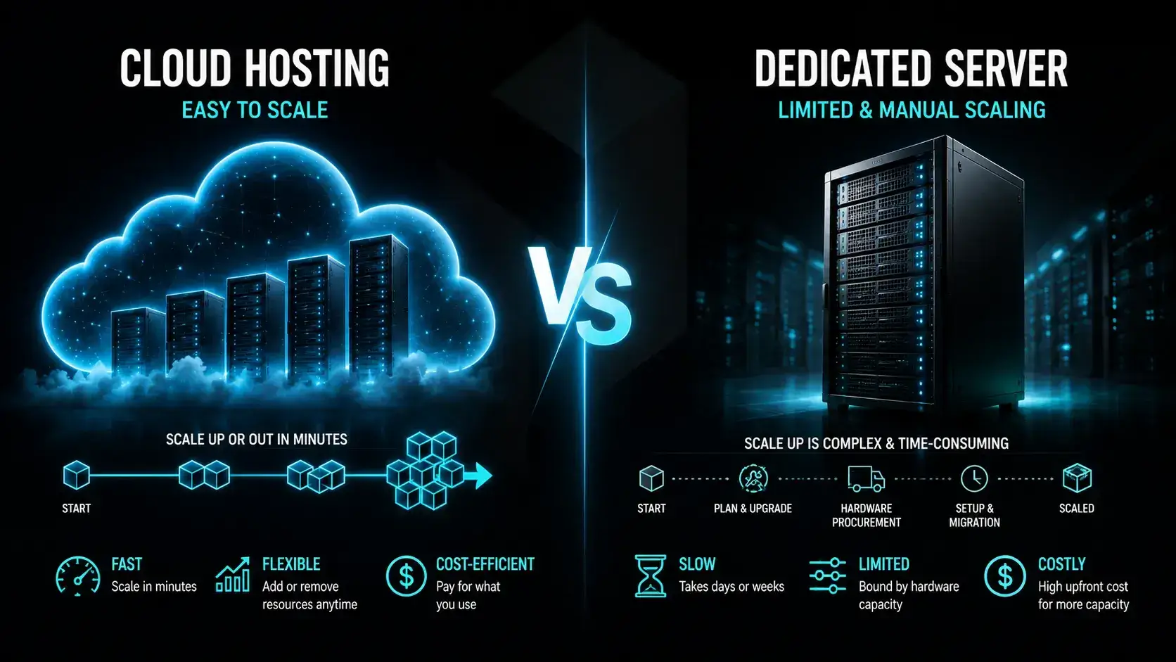 Cloud Hosting versus Dedicated Server Scalability Comparison