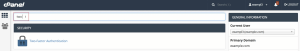 cPanel interface showing a search bar with 'two' typed in, highlighting the Two-Factor Authentication option under Security.