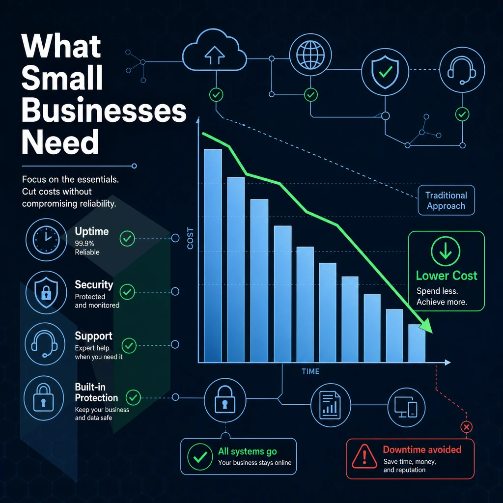 cost reduction chart with network icons