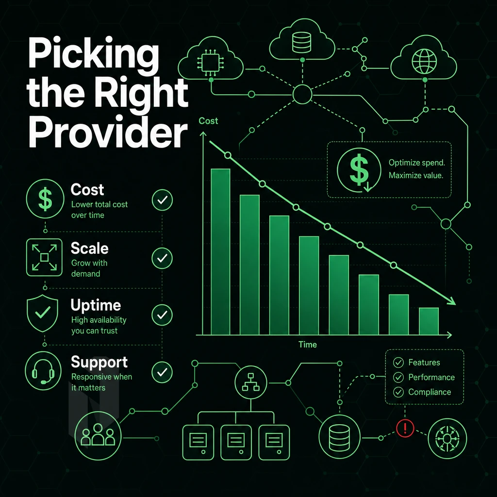 cost reduction chart with network icons