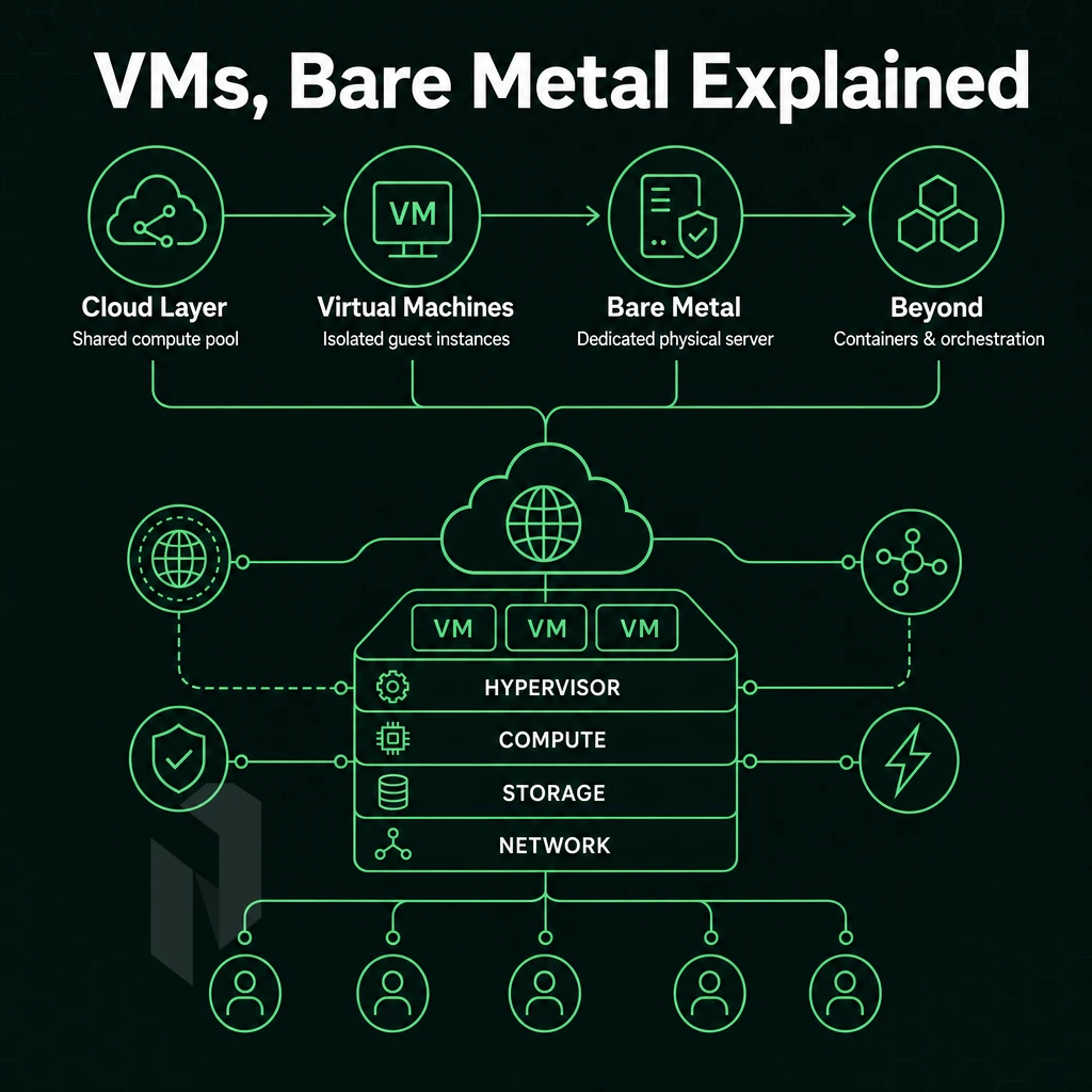 virtual machine stack with cloud connection lines