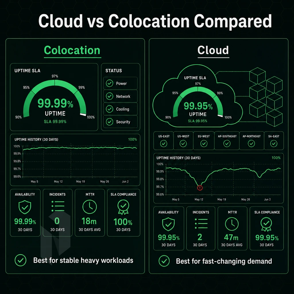 uptime SLA gauge and status dashboard