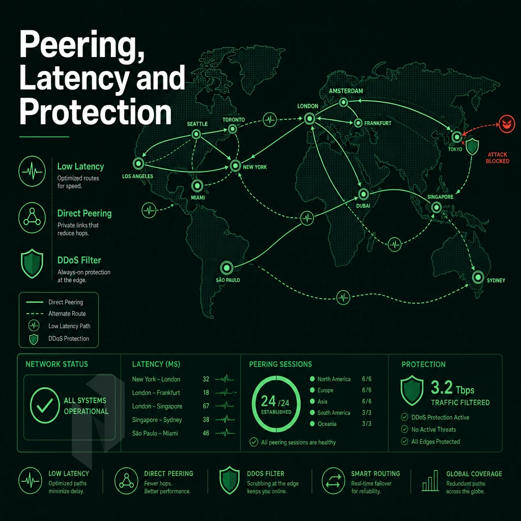global network map with data flow routes