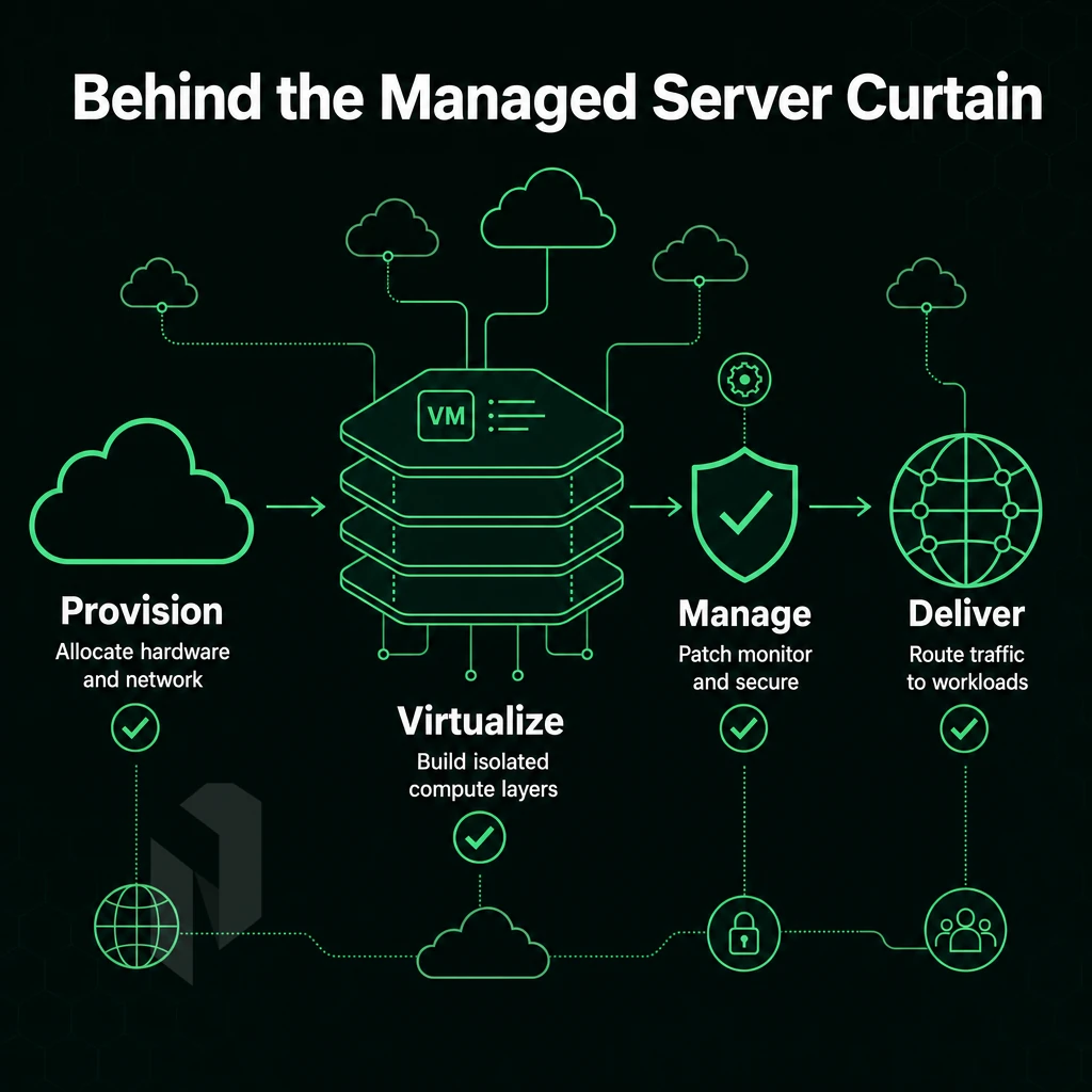 virtual machine stack with cloud connection lines