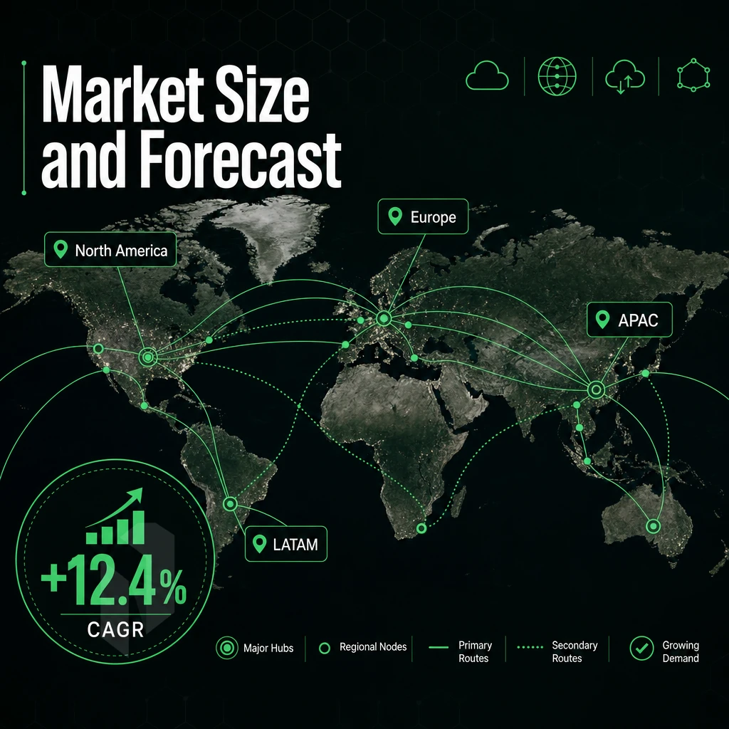 global network map with data flow routes
