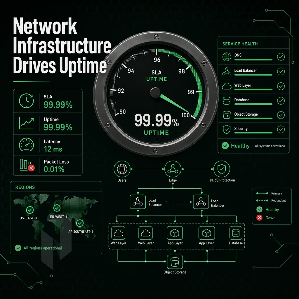 uptime SLA gauge and status dashboard