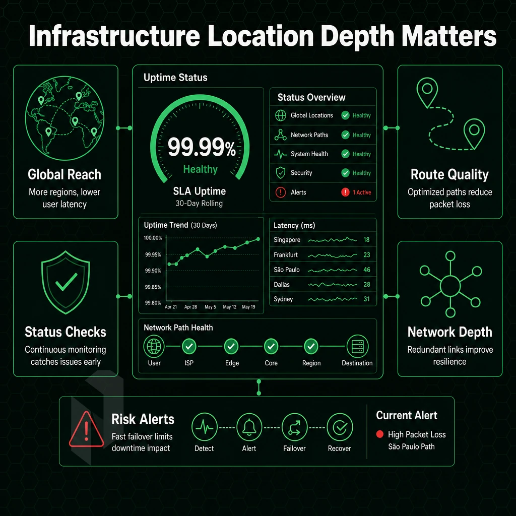 uptime SLA gauge and status dashboard