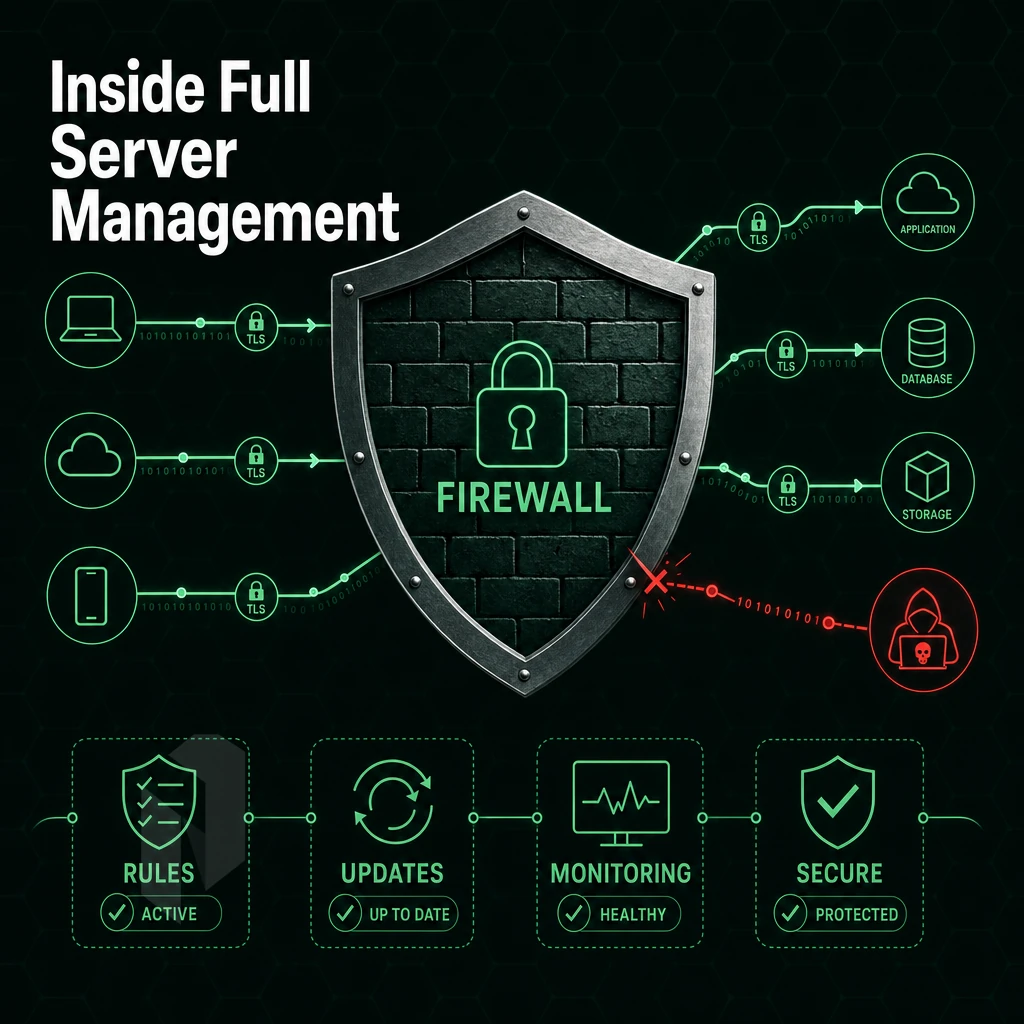 firewall shield with encrypted connection lines