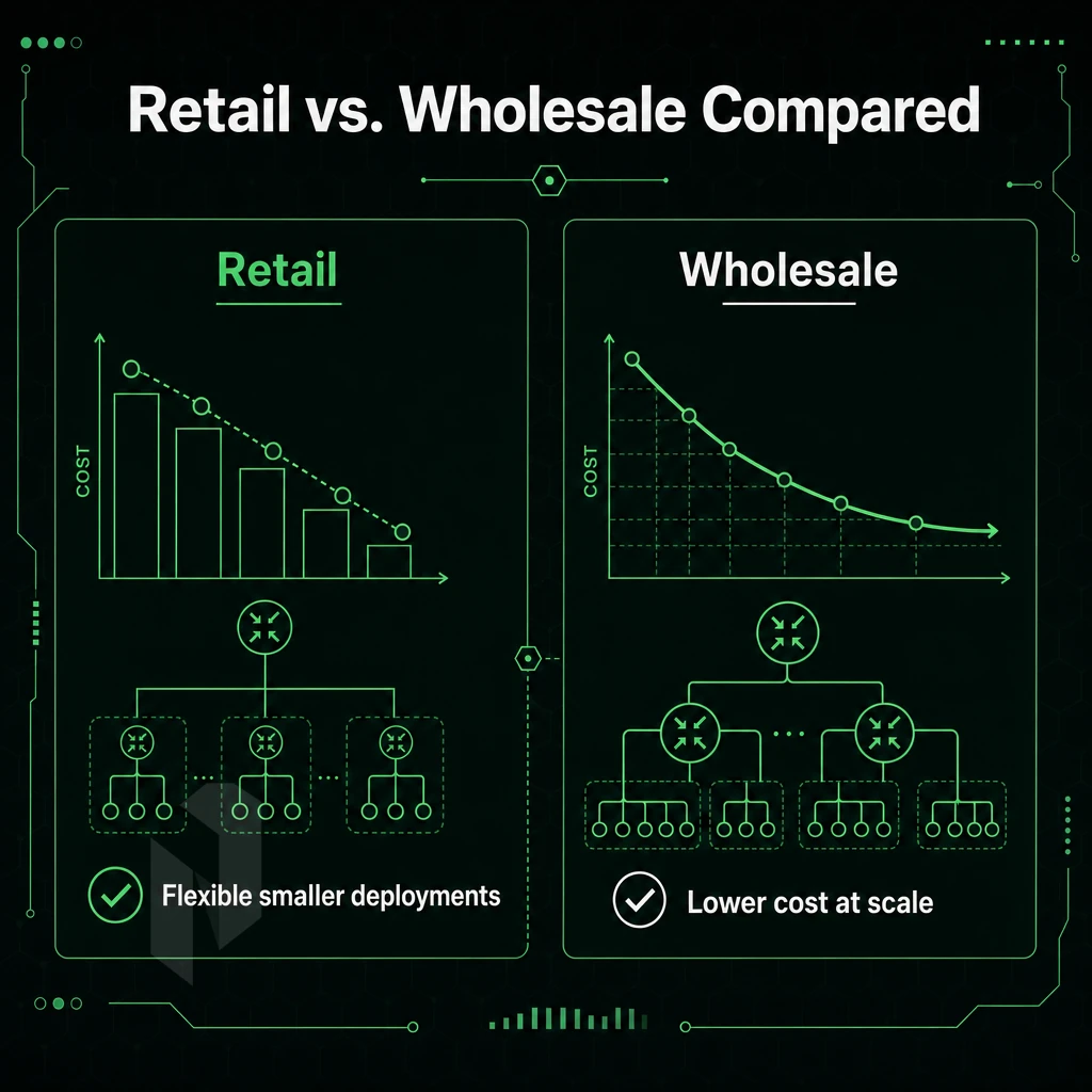 cost reduction chart with network icons