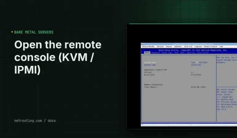 Open the Remote Console (KVM / IPMI) on Your Server: Portal and API