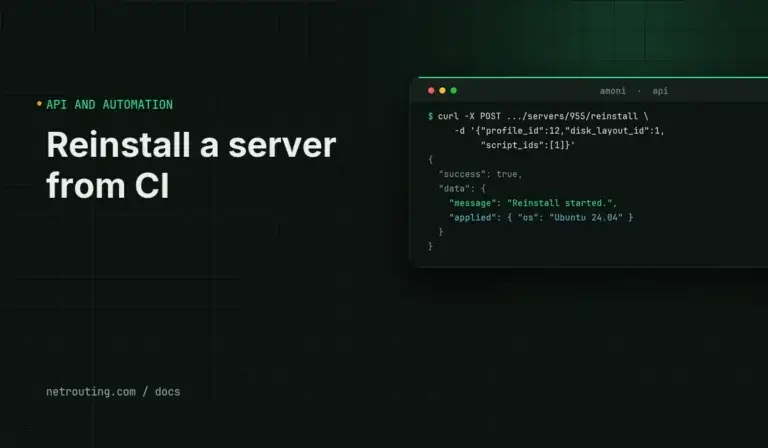 Reinstall a server from CI