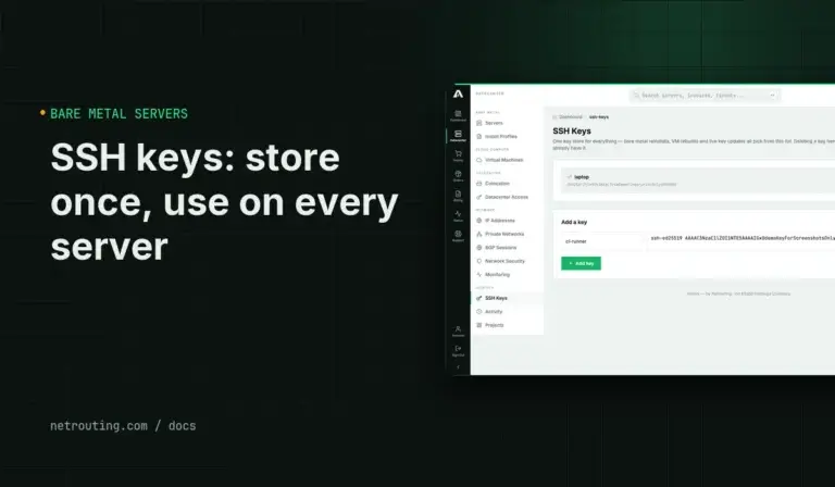 SSH Keys on Netrouting: Store Once, Use on Every Server and VM (Portal and API)