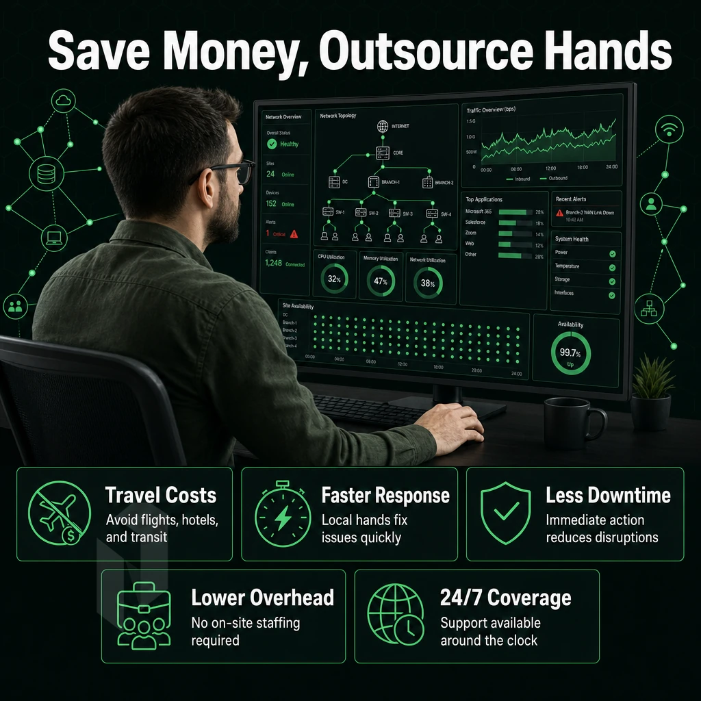 engineer monitoring a live network dashboard