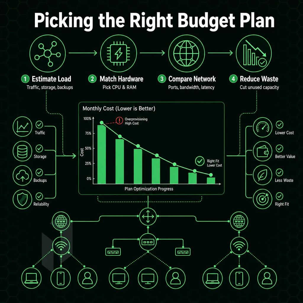 cost reduction chart with network icons