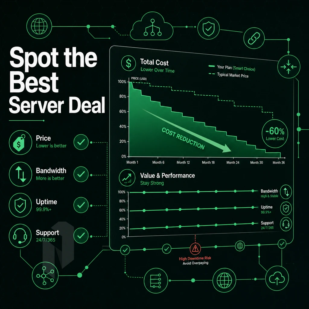 cost reduction chart with network icons