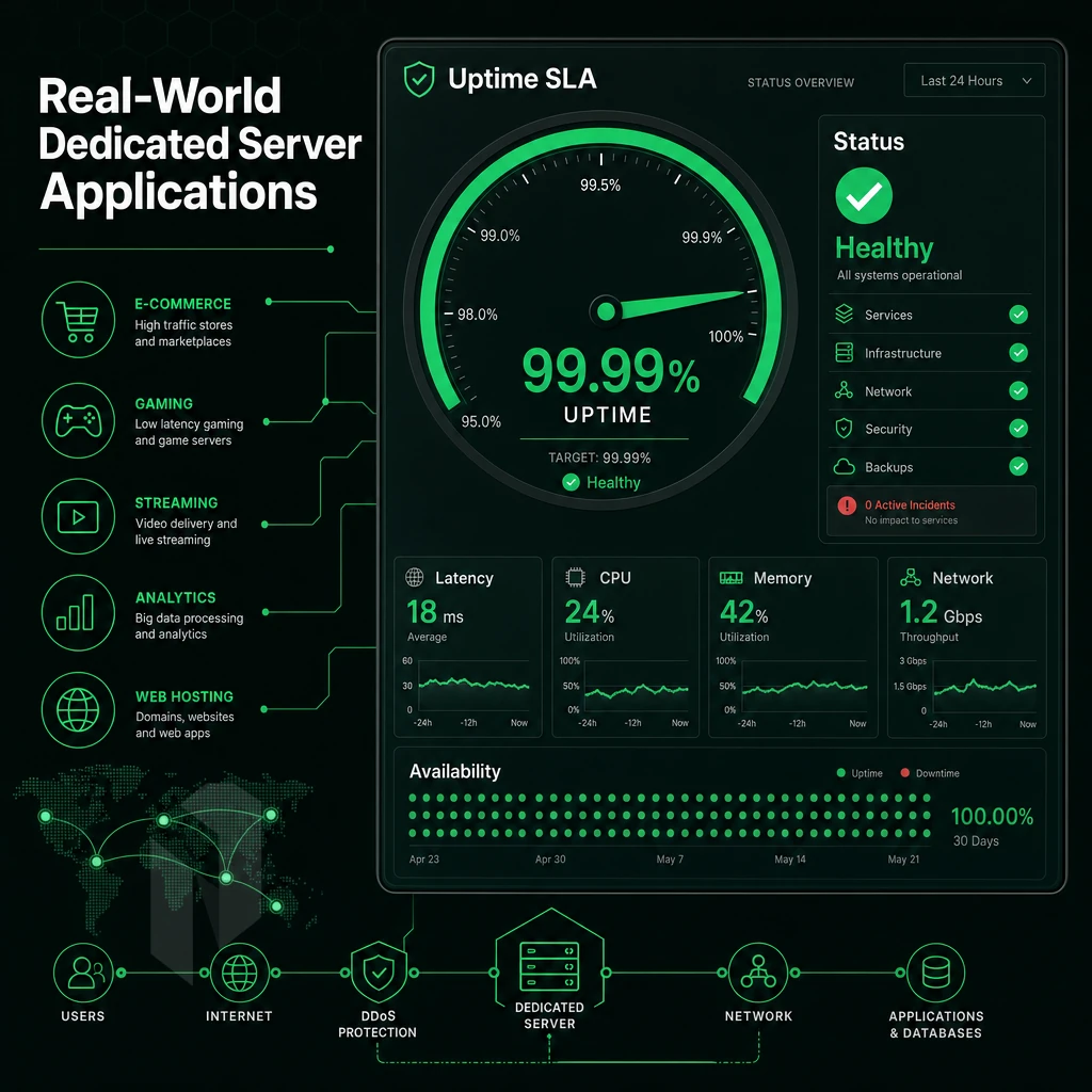uptime SLA gauge and status dashboard
