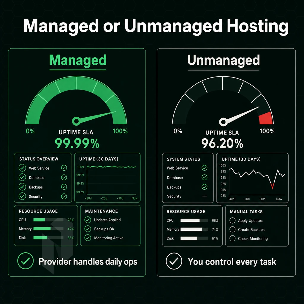 uptime SLA gauge and status dashboard